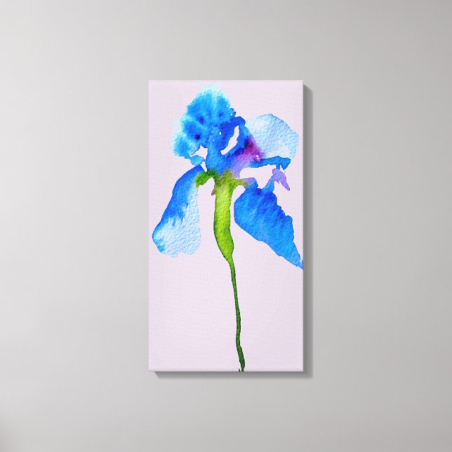 Blue Iris modern floral watercolor art Canvas Print (Front)