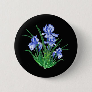 Blue Iris on black 2 Inch Round Button