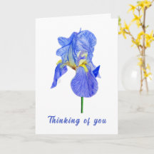 Blue Iris Penser à vous Plier Carte