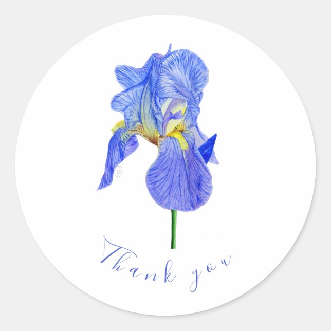Blue Iris Thank you Classic Round Sticker (Front)