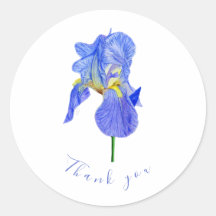 Blue Iris Thank you Classic Round Sticker