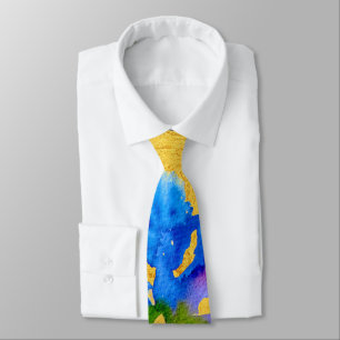 Blue Iris watercolor arty stylish formal Tie