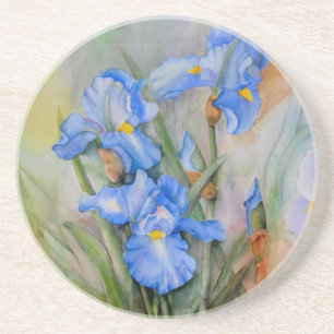 Blue Iris watercolour Coaster