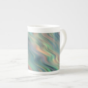 Blue Iris Wavy Texture Bone China Mug