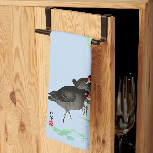 Blue Irises and Moorhens by Ohara Koson Kitchen Towel (Thirds Fold)