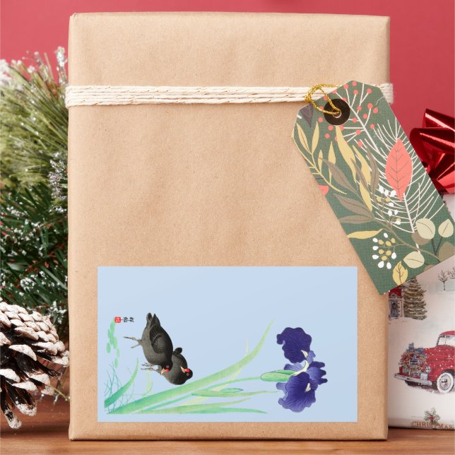 Blue Irises and Moorhens by Ohara Koson Sticker (Holiday)