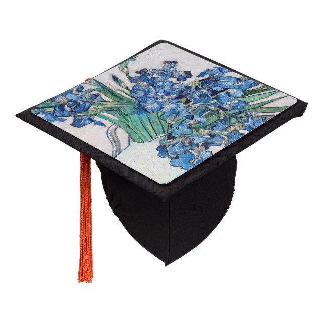 Blue Irises by Vincent Van Gogh Fine Art Graduation Cap Topper (Angled)