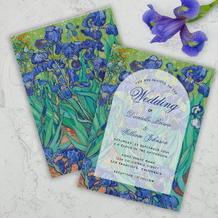 Blue Irises Floral Arch Van Gogh Wedding Elegant Invitation