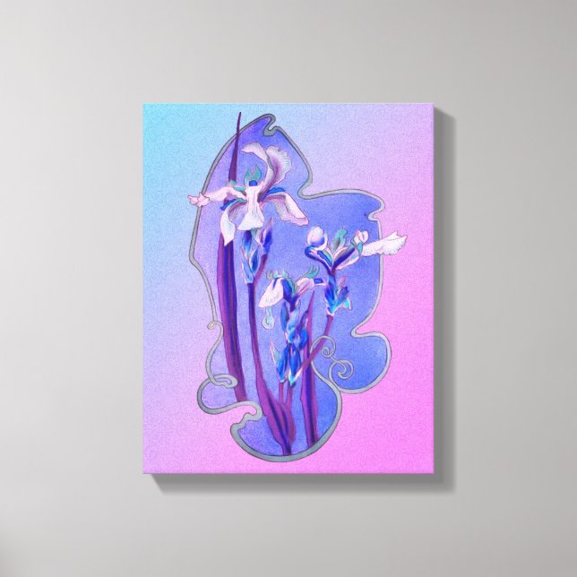 Blue Irises Floral Art Canvas Print (Front)