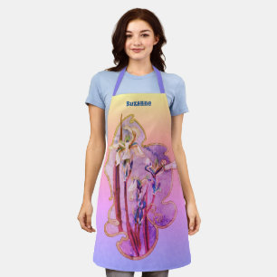 Blue Irises Floral Art Distressed Personalized Apron