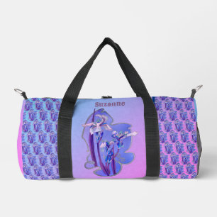Blue Irises Floral Art Personalized Duffle Bag