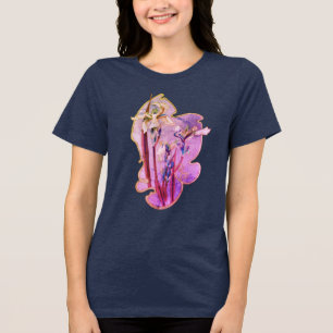 Blue Irises Floral Art Tri-Blend Shirt