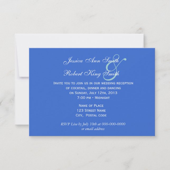 Blue irises flower wedding reception invitations. invitation (Front)