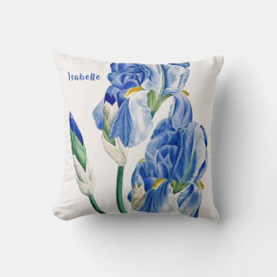 Blue Irises Monogram Throw Pillow