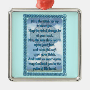 Blue Irish Blessing Metal Ornament