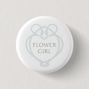 Blue Irish Celtic Swan Love knot Flower Girl 1 Inch Round Button