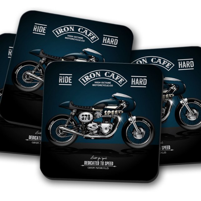 Blue Iron Cafe Motorcycle Coaster | Coaster Set (Creator Uploaded)