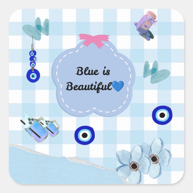 Blue Is Beautiful Cute Aesthetic Sticker 💜🧿 (Front)