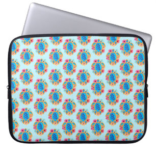 Blue Island Tropical Sea Turtles Floral Laptop Sleeve