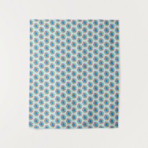 Blue Island Tropical Sea Turtles Floral Tapestry
