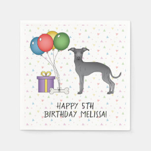 Blue Italian Greyhound Cute Dog - Happy Birthday Napkin