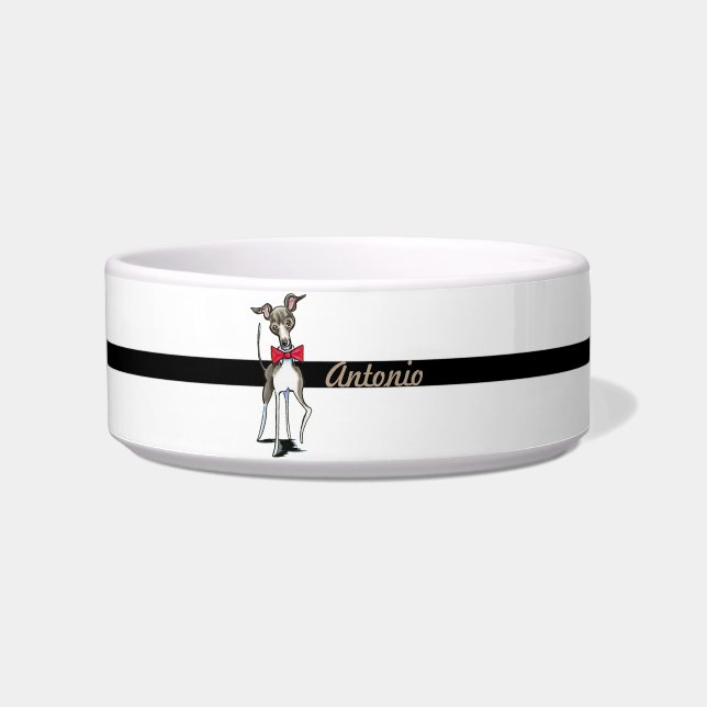 Blue Italian Greyhound Personalized Bowl (Front)