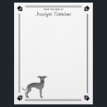 Blue Italian Greyhound With Paws And Custom Text Letterhead<br><div class="desc">An original Destei design highlighting the Italian Greyhound breed. Perfect for dog lovers or anyone looking to celebrate this beloved sighthound in style.</div>
