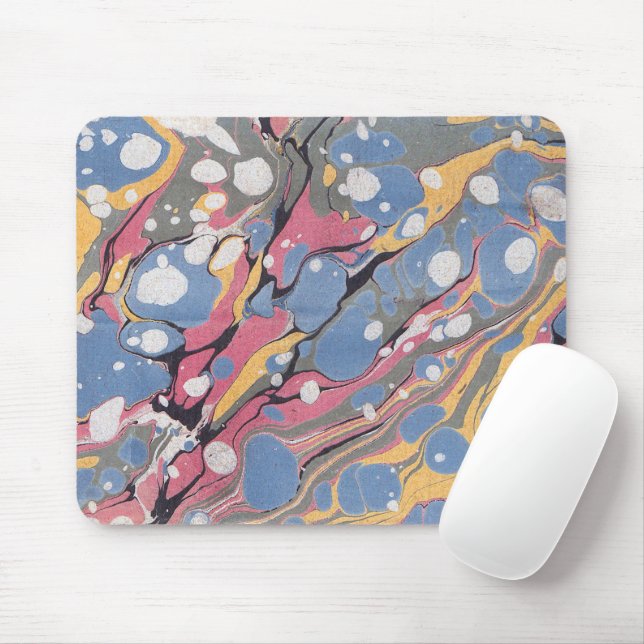 Blue Italian Marble Pattern Mouse Pad (With Mouse)
