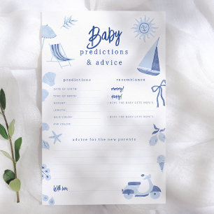 Blue Italian Summer Baby Predictions & Advice Game