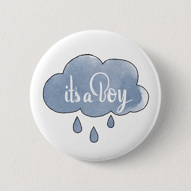Blue Its a Boy Calligraphy It’s a Boy Art Gender 2 Inch Round Button (Front)