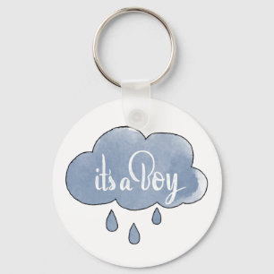 Blue Its a Boy Calligraphy It’s a Boy Art Keychain