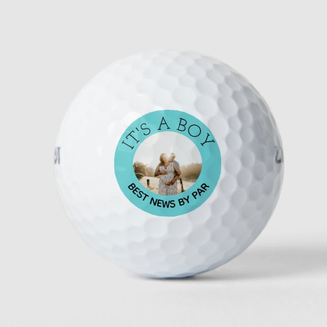 Blue Its a Boy Gender reveal photo Golf Balls (Front)