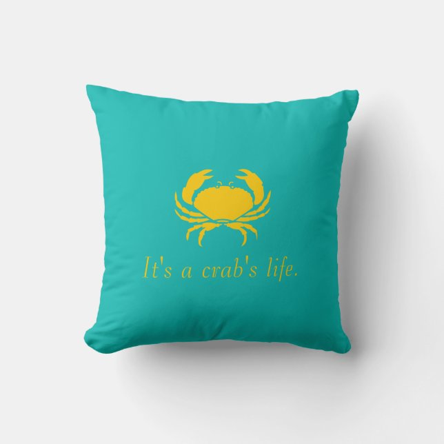 Blue It's a Crab's Life Personalize Pillow (Front)
