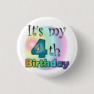 Blue It's my 4th Birthday 1 Inch Round Button