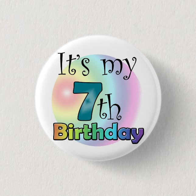 Blue It's my 7th Birthday 1 Inch Round Button (Front)