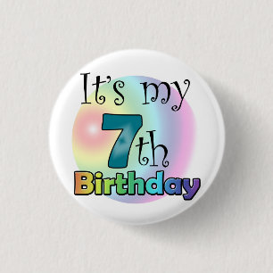 Blue It's my 7th Birthday 1 Inch Round Button