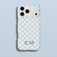 Blue Ivory Coastal Chequerboard Chequered Initial