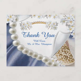 Blue,Ivory,Green,Gold Silk & Pearl Tank Y Postcard