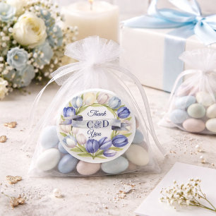 Blue  Ivory Tulip Wedding Thank You Favour Label