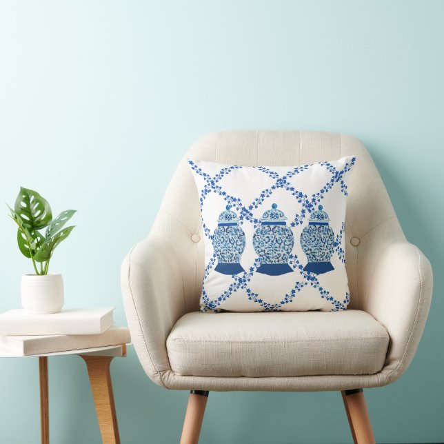 Blue Ivy Ginger Jar Jars Throw Pillow (Chair)
