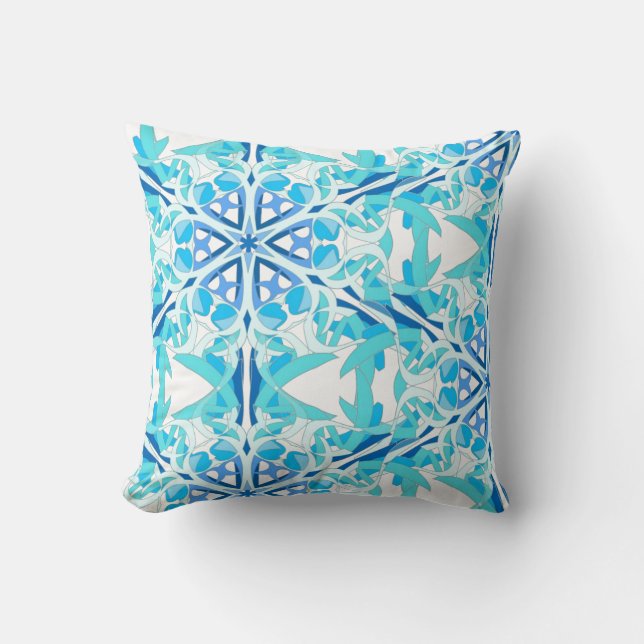 Blue Ivy, Mandala design Throw Pillow (Front)