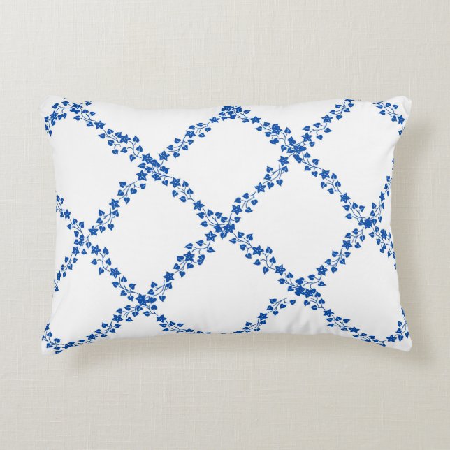 Blue Ivy Vines Vine Lattice Trellis Accent Pillow (Front)