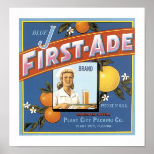 Blue J First-Ade Brand Oranges Poster