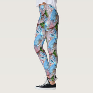 blue jackrabbit bunnies leggings