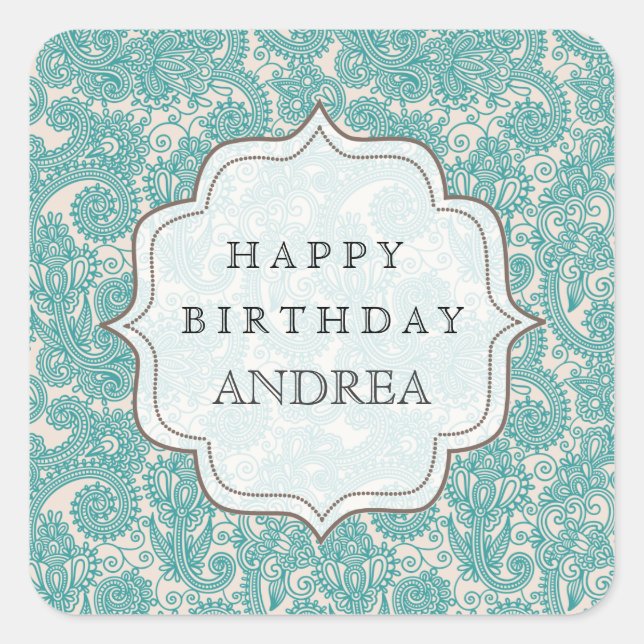 Blue Jade Birthday Dessert Table Tag Label (Front)