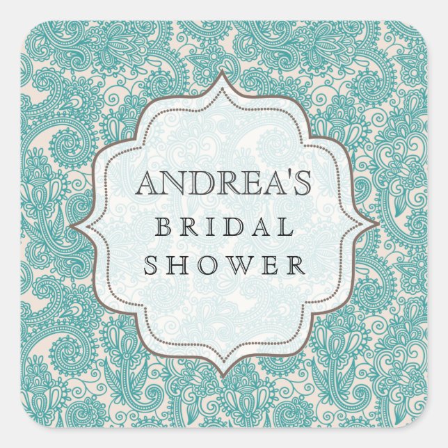 Blue Jade Bridal Shower Dessert Table Tag Label (Front)