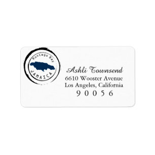 Blue Jamaica Map Destionatin Wedding Stamp Label