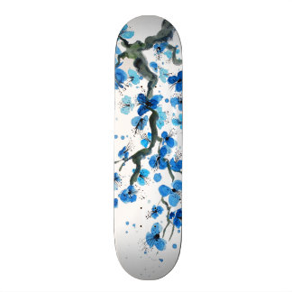 Blue Japanese Blossoms Skateboard
