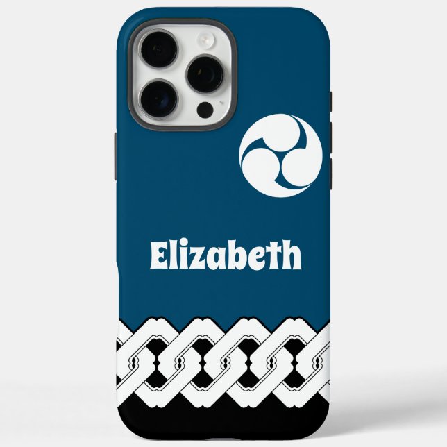 Blue Japanese Chain and Spiral Pattern Case-Mate i iPhone Case (Back)