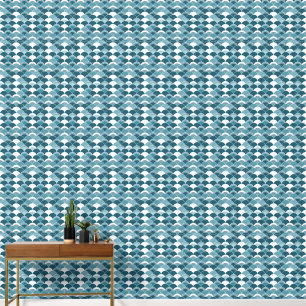 Blue Japanese Fan Print Pattern Wallpaper